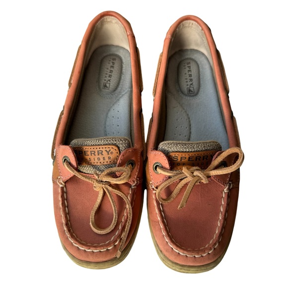 Sperry Top-Sider Women’s Angelfish Salmon Color 100% Leather Boat Shoe - Picture 2 of 8